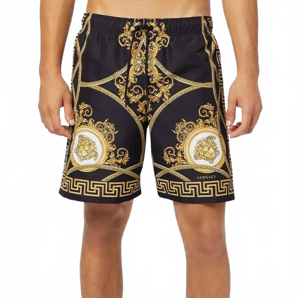 NEW VERSACE swim shorts in black and gold